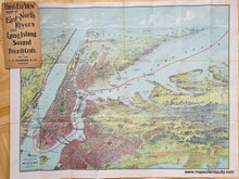 Load image into Gallery viewer, Antique-Folding-Map-New-York-City-Manhattan-Bird's-Eye-View-East-North-Rivers-Long-Island-Sound-1912-Hammond