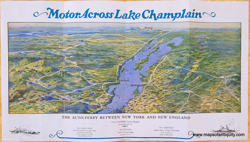 Genuine-Antique-Map-Motor-Across-Lake-Champlain-1931-Champlain-Transportation-Co--Maps-Of-Antiquity