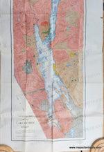 Load image into Gallery viewer, Vibrant original colors of reds, oranges, tans, yellows, greens, blue. Genuine-Antique-Folding-Map-Geologic-Map-of-the-Lake-George-Region-1942-University-of-the-State-of-New-York-Maps-Of-Antiquity