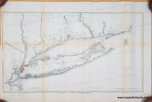 Load image into Gallery viewer, 1879 - Long Island Sound, Sketch B No. 2 Showing the Triangulation & Geographical Positions in Section No. II From New York City to Point Judith - Antique Chart