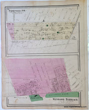 Load image into Gallery viewer, Antique map of Parkville P.O. and Windsor Terrace with colored sections. with original color in pink, yellow, green.