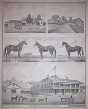 Load image into Gallery viewer, Black-and-White-Engraving-Residences-of-Horace-Walter-Mrs.-Zarah-S.-Taylor-and-E.-Ketchum-with-horses-(NY)-United-States-New-York-1876-Everts-Ensign-&-Everts-Maps-Of-Antiquity