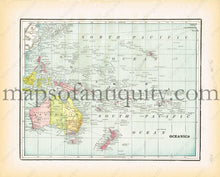 Load image into Gallery viewer, Antique-Printed-Color-Map-Oceanica-verso:-Australia-&-Tasmania-Australia-&-Pacific--1894-Cram-Maps-Of-Antiquity