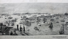 Load image into Gallery viewer, Antique-Black-and-White-Print-The-Day-Before-the-Great-Naval-Review----The-Fleet-Passing-Castle-William-on-its-Way-up-the-Hudson-Antique-Prints-Maritime-Prints-1893-Harper's-Weekly-Maps-Of-Antiquity