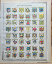 Load image into Gallery viewer, Genuine-Antique-Printed-Color-Map-Double-sided-page-Arms-of-Various-Nations-verso-The-Seven-Wonders-of-the-World-1893-Gaskell-Maps-Of-Antiquity
