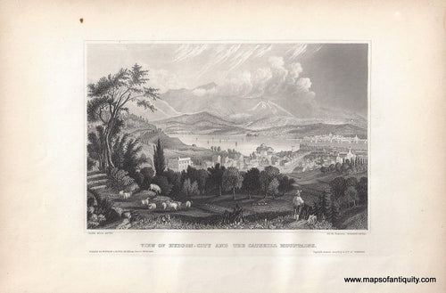 Genuine-Antique-Print-View-of-Hudson-City-and-the-Catskill-Mountains-New-York--1855-Appleton-Maps-Of-Antiquity