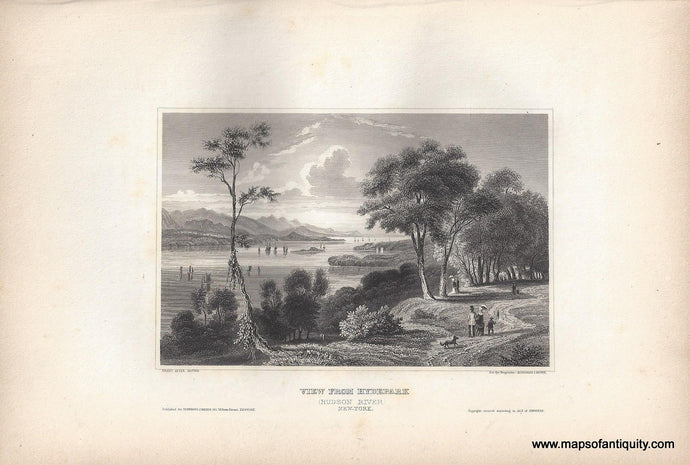 Genuine-Antique-Print-View-From-HydePark-Hudson-River-New-York-1855-Appleton-Maps-Of-Antiquity