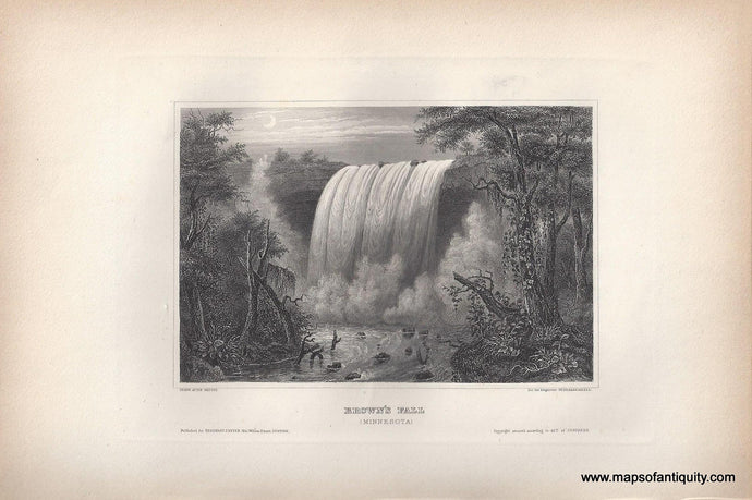 Genuine-Antique-Print-Browns-Fall-Minnesota--1855-Appleton-Maps-Of-Antiquity