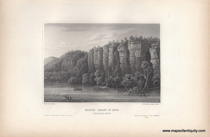 Genuine-Antique-Print-Bluffs-Below-St-Paul-Mississippi-River--1855-Appleton-Maps-Of-Antiquity