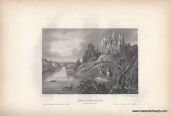 Genuine-Antique-Print-The-Stone-Walls-Upper-Missouri--Montana--1855-Appleton-Maps-Of-Antiquity