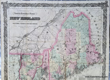 Load image into Gallery viewer, Genuine-Antique-Folding-Map-G.-Woolworth-Colton's-Railroad-Township-&-Distance-Map-of-New-England-with-adjacent-portions-of-New-York-Canada-&-New-Brunswick.-1875-G.W.-&-C.B.-Colton-Maps-Of-Antiquity
