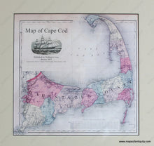 Load image into Gallery viewer, Matted-Printed-Color-Reproduction-Cape-Cod-1871---Reproduction-Reproductions-Cape-Cod-and-Islands-Reproduction-Walling-and-Gray-Maps-Of-Antiquity