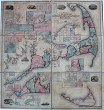 Load image into Gallery viewer, Reproduction-Map-of-the-Counties-of-Barnstable-Dukes-and-Nantucket-Massachusetts-Henry-F.-Walling-1858-
