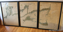 Load image into Gallery viewer, Set Of Three Framed Reproductions Showing The Coast From Narragansett To Nantucket Reproduction
