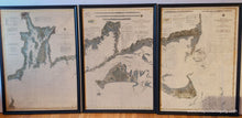 Load image into Gallery viewer, Set Of Three Framed Reproductions Showing The Coast From Narragansett To Nantucket Reproduction