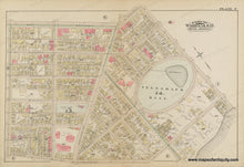 Load image into Gallery viewer, Original colors- pink, yellow, green, purple. Reproduction-antique-map-1884-Bromley-Plate-F-Part-of-Wards-14-15-South-Boston---Maps-Of-Antiquity