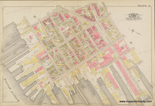 Load image into Gallery viewer, Original colors- pink, yellow, green, purple. Reproduction-antique-map-1884-Bromley-Plate-N-Part-of-Ward-2-East-Boston---Maps-Of-Antiquity