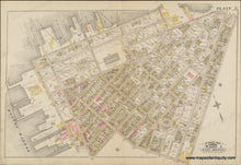 Load image into Gallery viewer, Original colors- pink, yellow, green, purple. Reproduction-antique-map-1884-Bromley-Plate-P-Part-of-Ward-1-East-Boston---Maps-Of-Antiquity