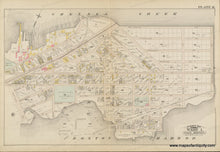 Load image into Gallery viewer, Original colors- pink, yellow, green, purple. Reproduction-antique-map-1884-Bromley-Plate-Q-Part-of-Ward-1-East-Boston---Maps-Of-Antiquity