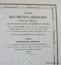 Load image into Gallery viewer, 1862 - Carte Des Recifs Abrolhos Cote Du Bresil Et De La Adjacente Comprise Entre San Mateo Les