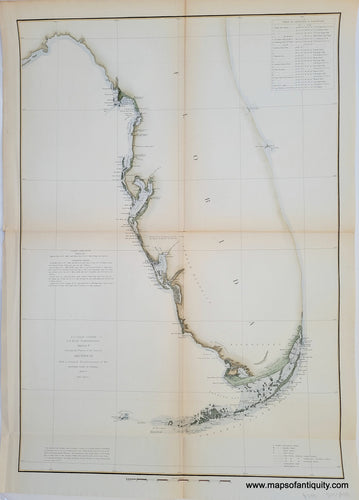 1851 - Sketch F Showing the Progress of the Survey in Section VI With a General Reconnaissance of the Western Coast of Florida 1848-51 - Antique Chart