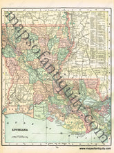 Load image into Gallery viewer, 1900 - Western Half Of Texas Verso: Mississippi And Louisiana Antique Map Genuine Printed-Color