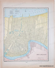 Load image into Gallery viewer, Antique 1900 map of New Orleans with colored sections and text