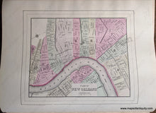 Load image into Gallery viewer, Map of New Orleans colored by county in colors of antique light pink, green, yellow, blue.