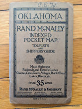 Load image into Gallery viewer, 1925 - Oklahoma Rand Mcnally Indexed Pocket Map Antique Genuine Folding