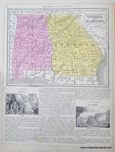 Load image into Gallery viewer, Genuine-Antique-Hand-Colored-Map-Double-sided-page-North-and-South-Carolina-verso-Georgia-and-Alabama-1850-Mitchell-Thomas-Cowperthwait-Co--Maps-Of-Antiquity