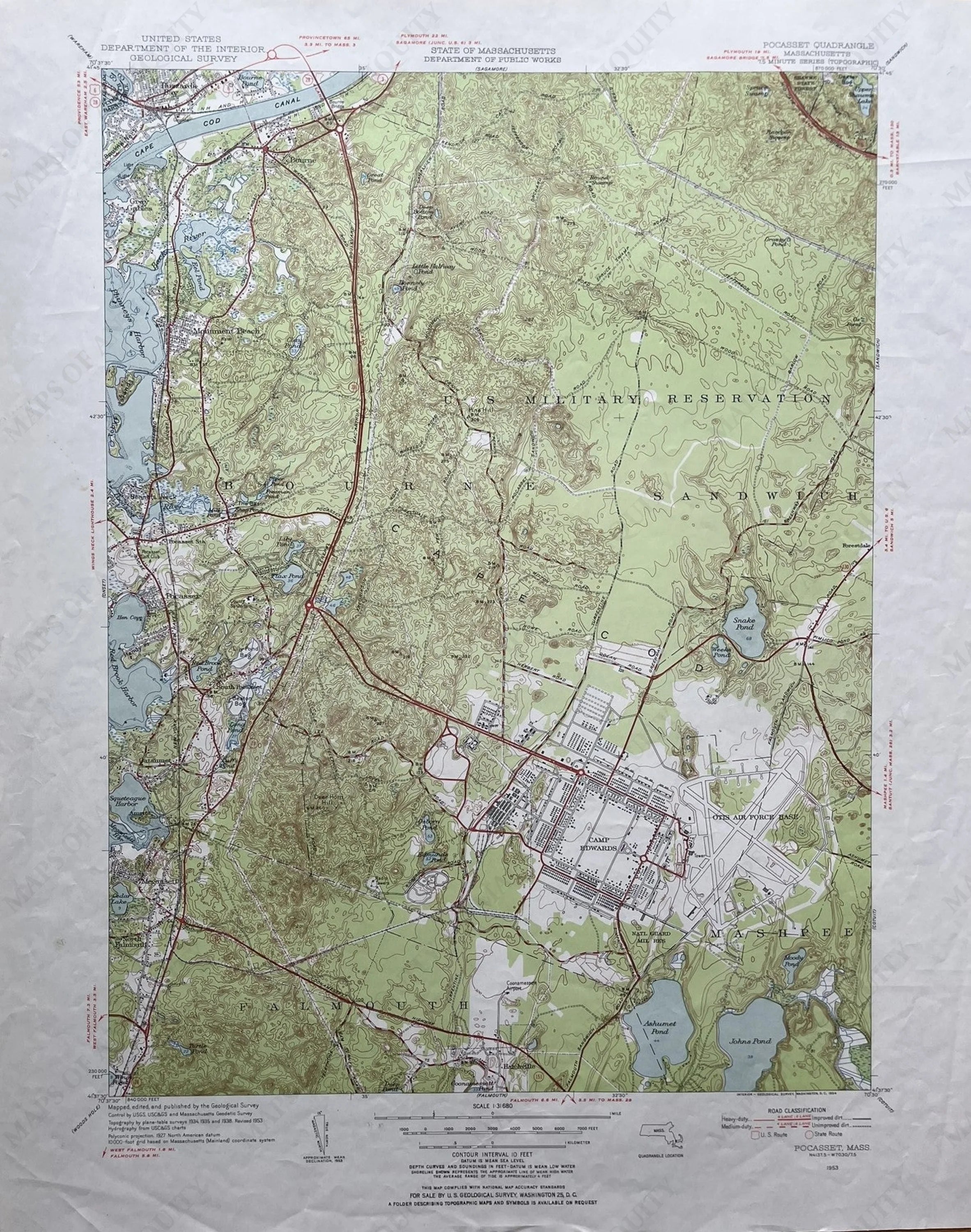 Antique Chatham, offers Massachusetts 1893 US Geological Survey Topographic Map – Cape Cod, Barnstable County, Brewster, Harwich, South Orleans, MA