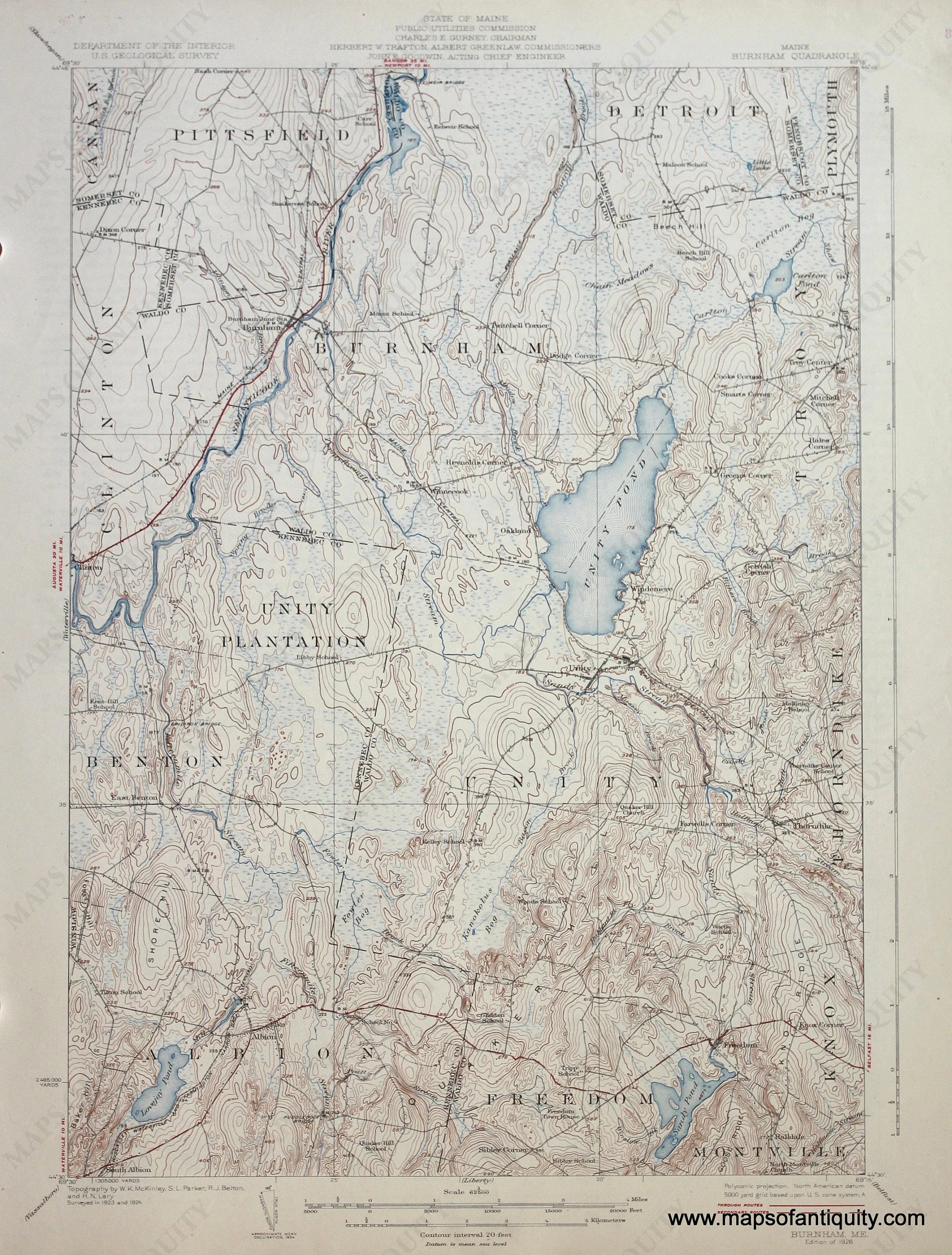 Antique St Francis, Maine hot 1933 US Geological Survey Topographic Map – Aroostook County, St. John River, Bradbury, New Brunswick, Canada, ME