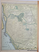 Load image into Gallery viewer, Antique-Printed-Color-City-Plan-Map-of-New-York-and-Vicinity-Verso-1:-Map-of-Brooklyn-Verso-2:-Map-of-Buffalo-Towns-and-Cities-Northeast-1893-Goldthwaite-Maps-Of-Antiquity