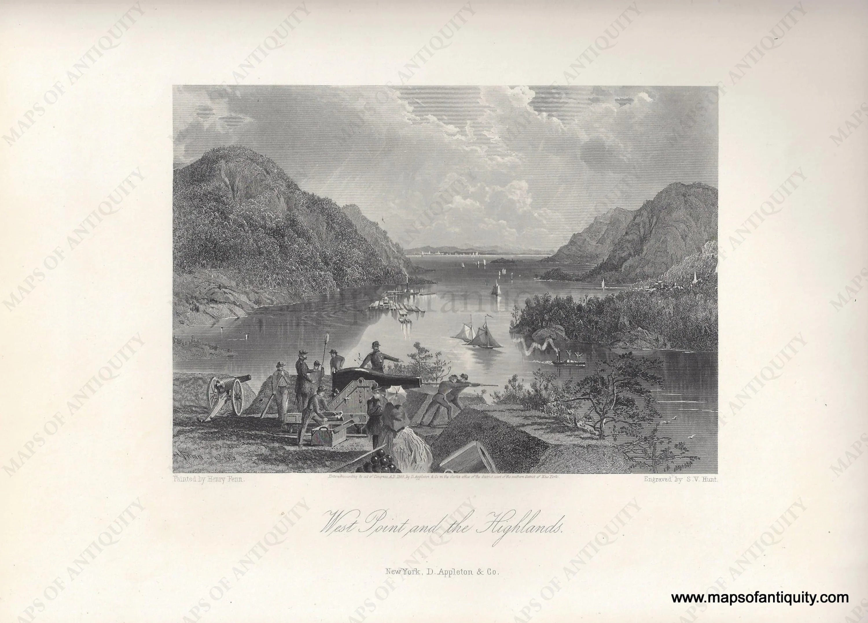 1872 - West Point and the Highlands (NY) - Antique Print – Maps of ...