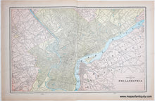 Load image into Gallery viewer, Antique 1900 map of Philadelphia with colored streets and waterways.