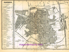 Load image into Gallery viewer, Printed-Black-and-White-Antique-Map-Ravenna-and-Bologna-Europe-Italy-1886-Baedeker-Maps-Of-Antiquity