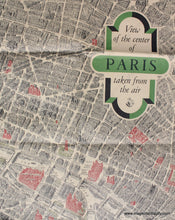 Load image into Gallery viewer, 1950 - View Of The Center Paris Taken From Air Antique Map Genuine Printed-Color
