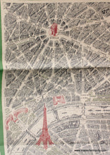 Load image into Gallery viewer, 1950 - View Of The Center Paris Taken From Air Antique Map Genuine Printed-Color