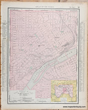 Load image into Gallery viewer, Antique-Printed-Color-Map-Map-of-the-Main-Portion-of-Minneapolis-Verso:-Map-of-the-Main-Portion-of-St.-Paul-1895-Rand-McNally-Mid-West-Minnesota-1800s-19th-century-Maps-of-Antiquity