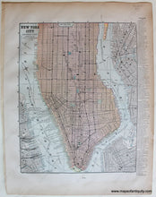 Load image into Gallery viewer, Antique-Printed-Color-Map-New-York-City-(Southern-Part)-Verso:-Brooklyn-c.-1890-People's-Publishing-Co.-New-York-City-1800s-19th-century-Maps-of-Antiquity