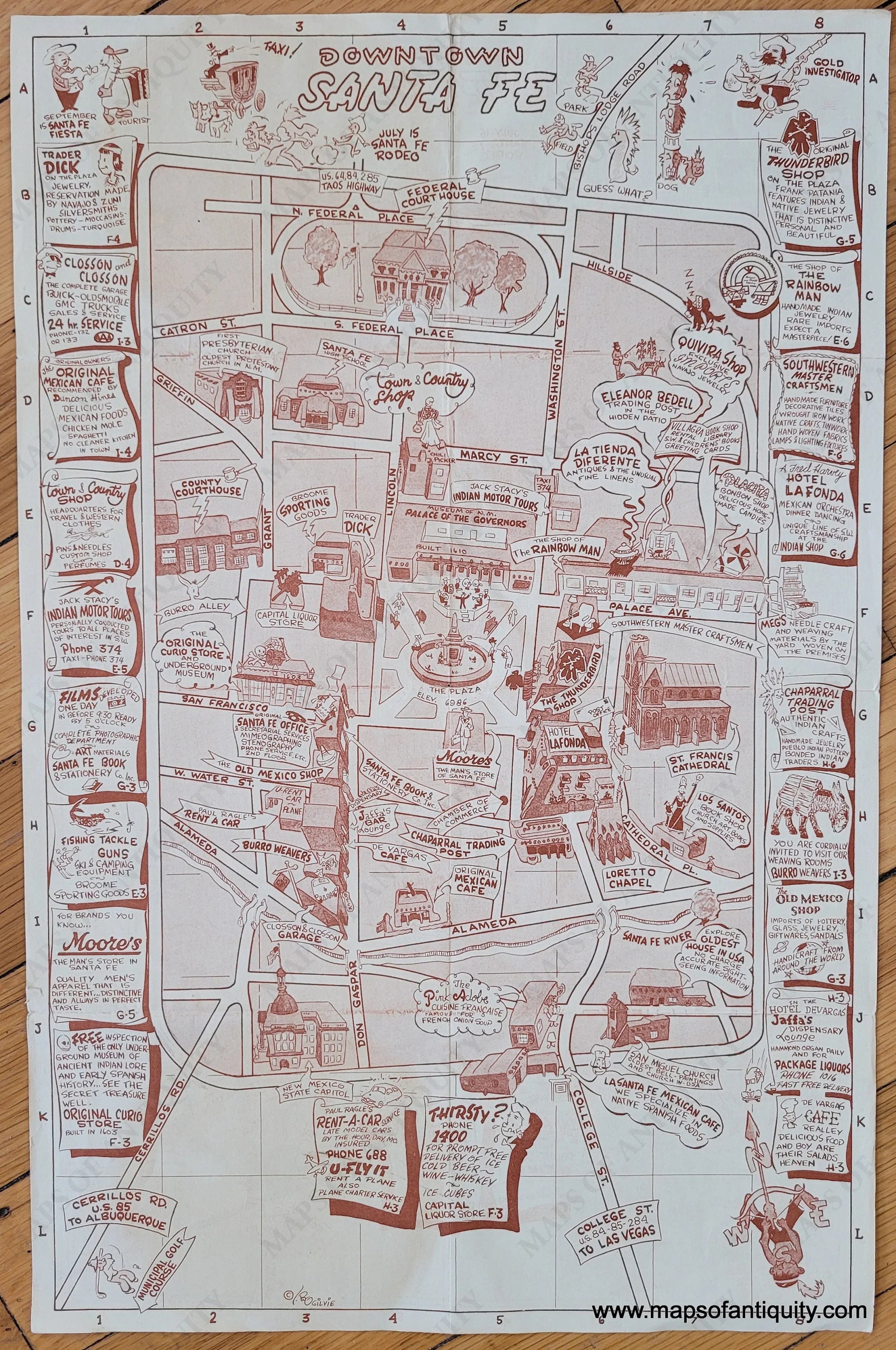 1950 - Downtown Santa Fe - Original Map, image size:1991x3000
