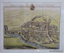 Load image into Gallery viewer, TOW770-Antique-Map-Gloster-City-Tho-Brown-Alderman-Johannes-Kip-Gloucester-England-UK-Cotswolds-Gloucestershire-1712-Maps-Of-Antiquity-1700s-18th-century
