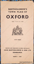 Load image into Gallery viewer, 1930S - Plan Of Oxford (England) Antique Map Genuine
