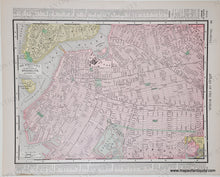 Load image into Gallery viewer, Antique map of part of Brooklyn in original printed color tones of pink, yellow and green