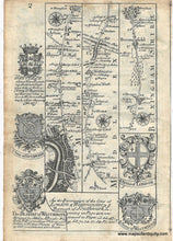 Load image into Gallery viewer, antique map from 1767 showing the road from London to Beconsfield in black and white