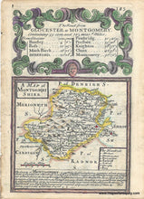 Load image into Gallery viewer, c. 1767 - A Map of Montgomeryshire / The Road from Glocester to Montgomery beginning at Gloucester and extending to Hereford in Herefordshire - Genuine Antique Map