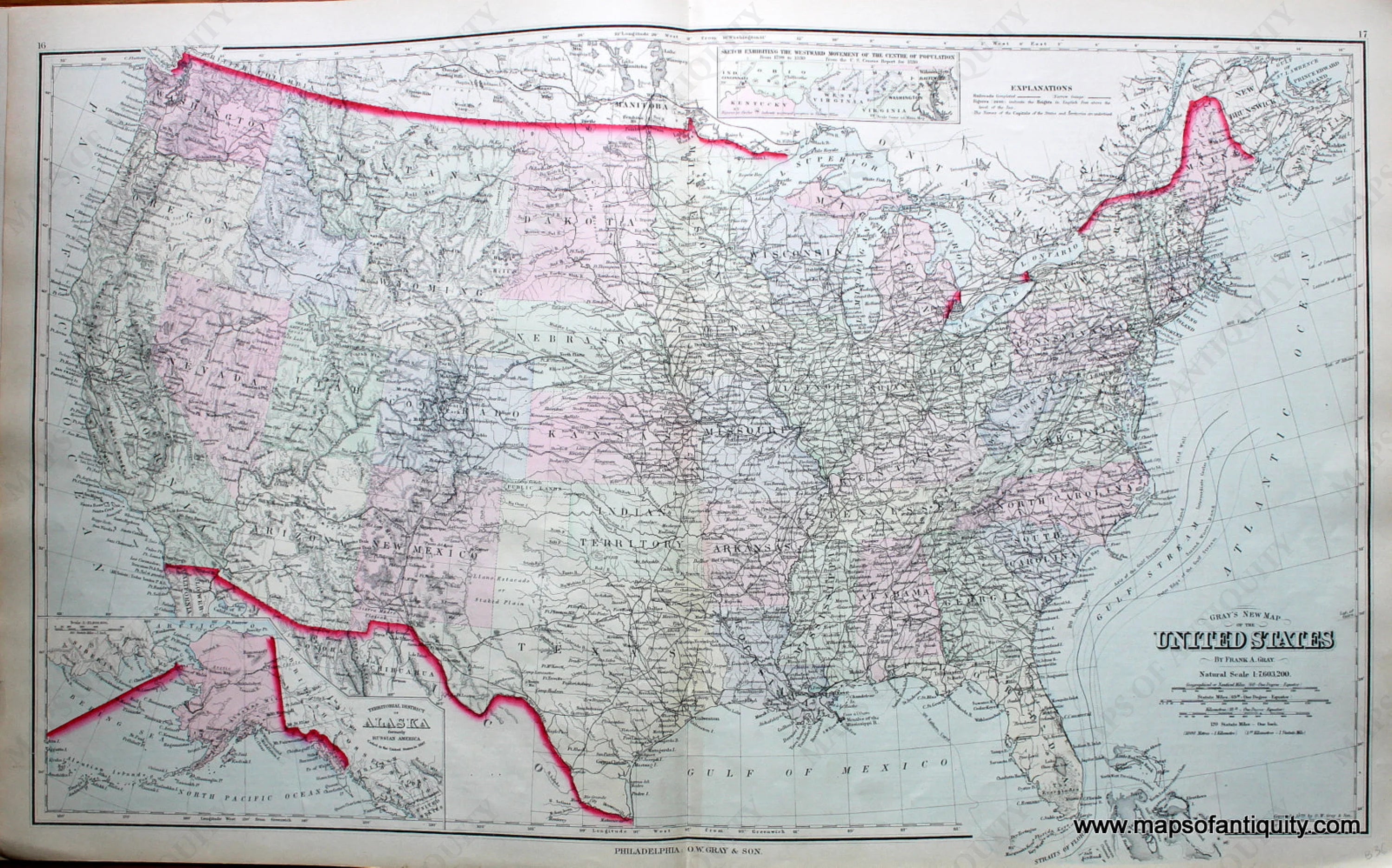 1879 - Gray's New Map of the United States - Antique Map – Maps of ...