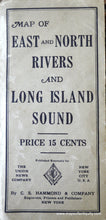 Load image into Gallery viewer, Printed-Color-Antique-Folding-Map-Map-of-Long-Island-Sound--Western-Part--and-East-River-c--1910-C-S--Hammond-Maps-Of-Antiquity