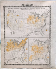 Load image into Gallery viewer, 1876 - Sheet with three maps: New Railroad Map of the United States and Dominion of Canada / St Louis, Missouri / Maps Showing Amount of Products Raised in Proportion to Population and Acres of Improved Land in 1870 - Antique Map