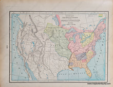 Load image into Gallery viewer, Genuine-Antique-Map-Map-showing-the-location-of-the-Indian-Nations-in-the-Present-United-States-at-the-time-of-its-First-Settlement-By-I-S-Clare-Verso-Map-Showing-Routes-of-Voyages-and-Discoveries-861-1685-1903-Cram-Maps-Of-Antiquity